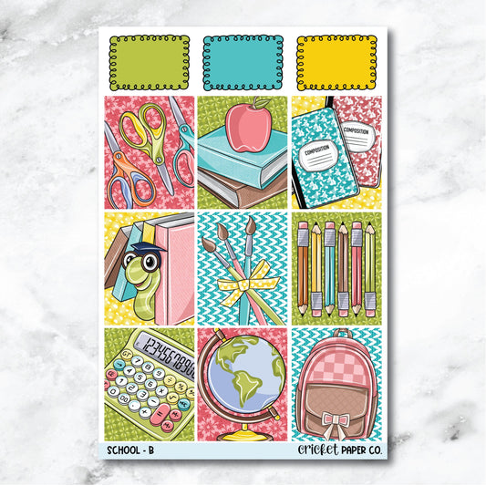 School Full Box Journaling and Planner Stickers - B