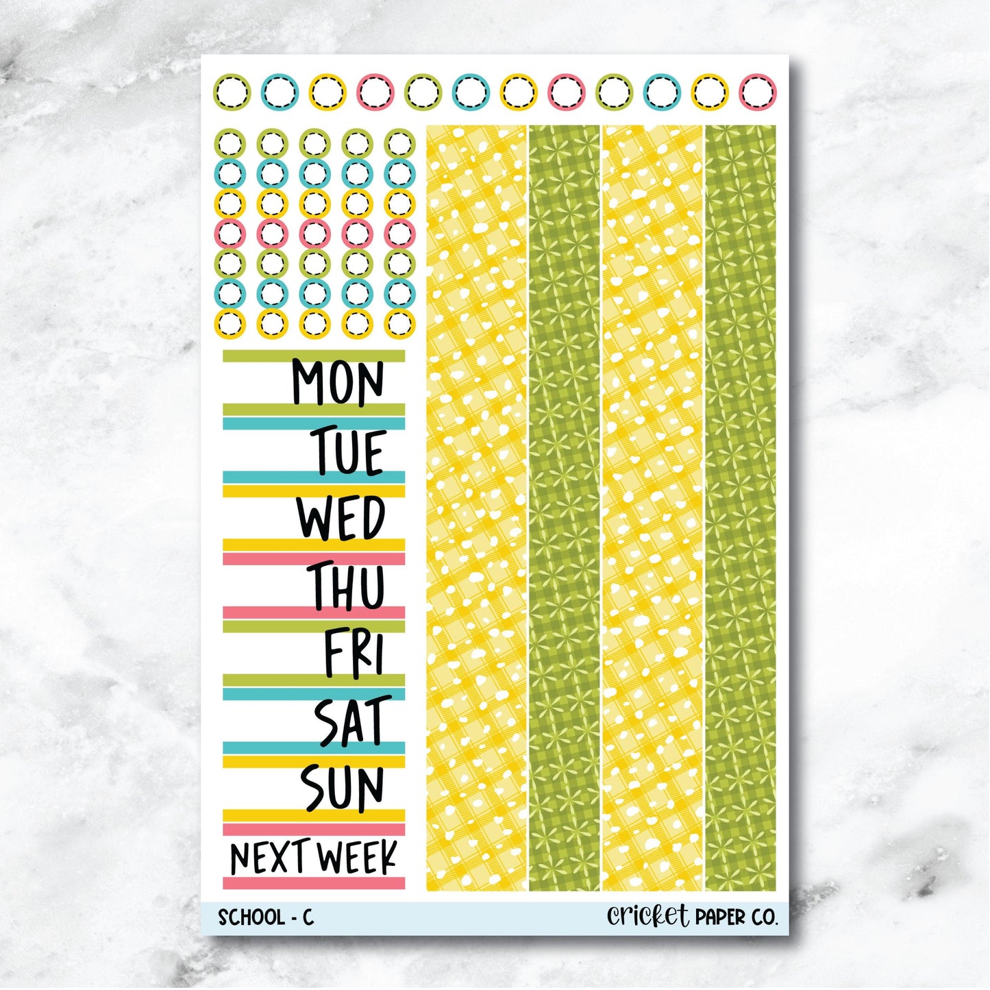 School Date Cover and Washi Strip Journaling and Planner Stickers - C