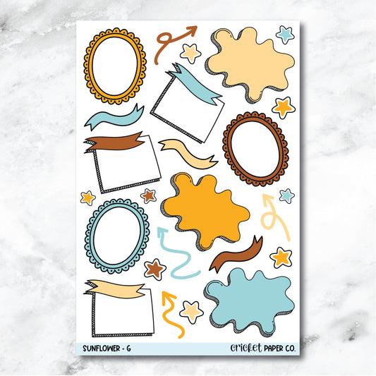 Sunflower Bullet Journal Style Journaling and Planner Stickers - G