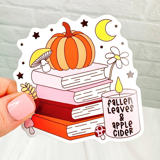 Fall Vibes Book Stack  - Bookish Vinyl Sticker