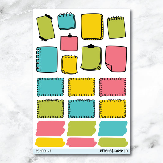 School Doodle Accents Journaling and Planner Stickers - F