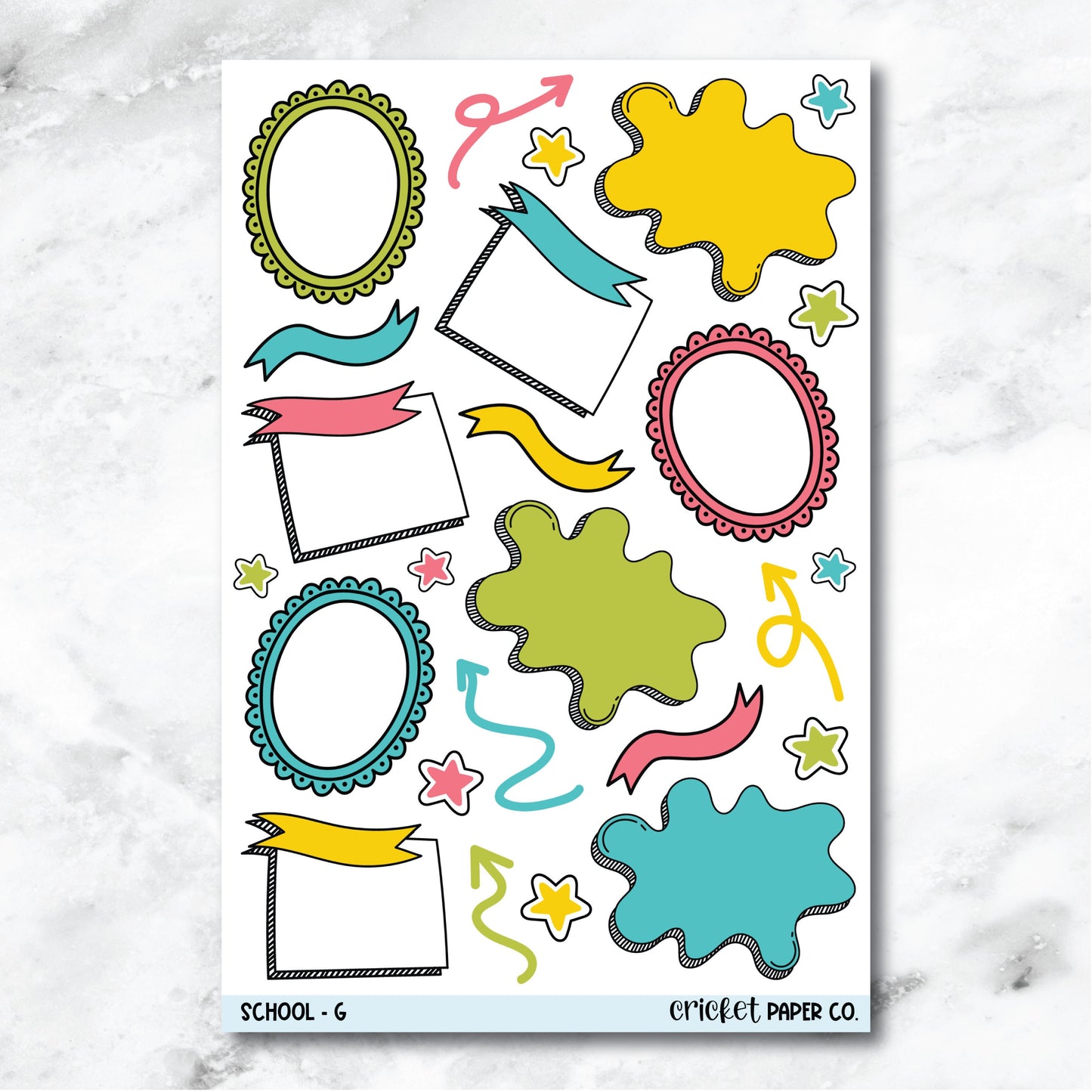 School Bullet Journal Style Journaling and Planner Stickers - G