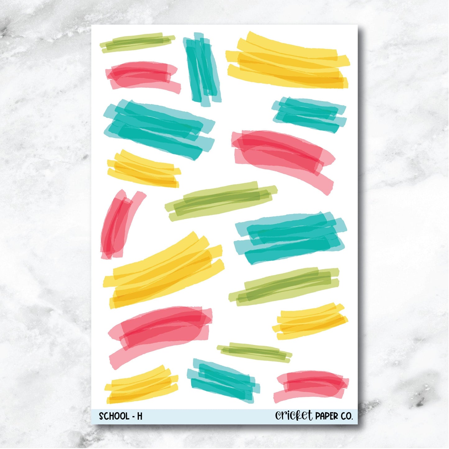 School Highlighter Swatch Journaling and Planner Stickers - H