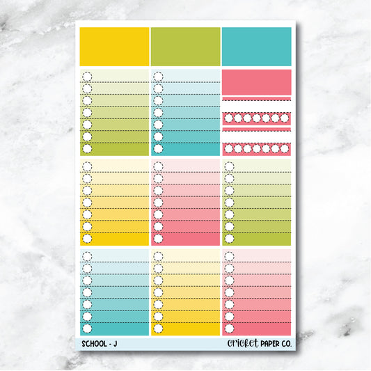 School Full Box Checklists Journaling and Planner Stickers - J