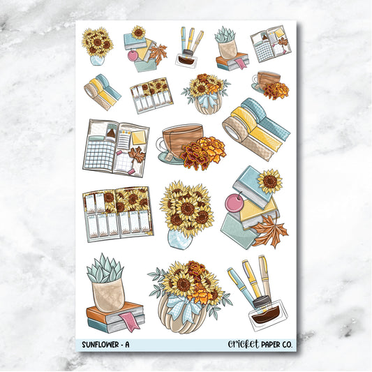 Sunflower Decorative Journaling and Planner Stickers - A