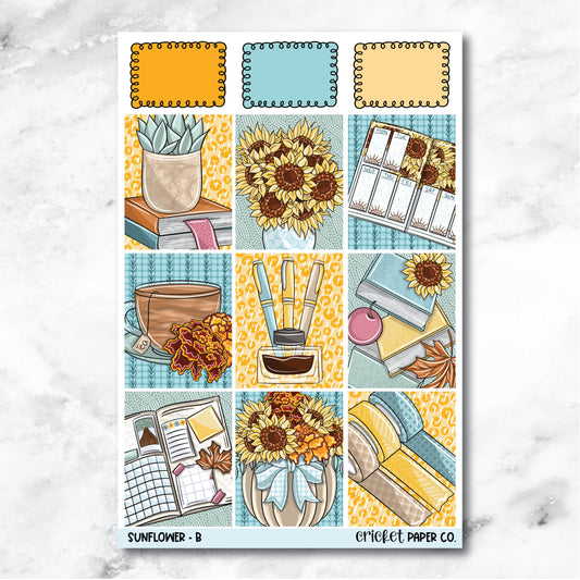 Sunflower Full Box Journaling and Planner Stickers - B