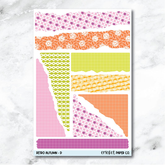 Retro Autumn Torn Paper Edges Journaling and Planner Stickers - D