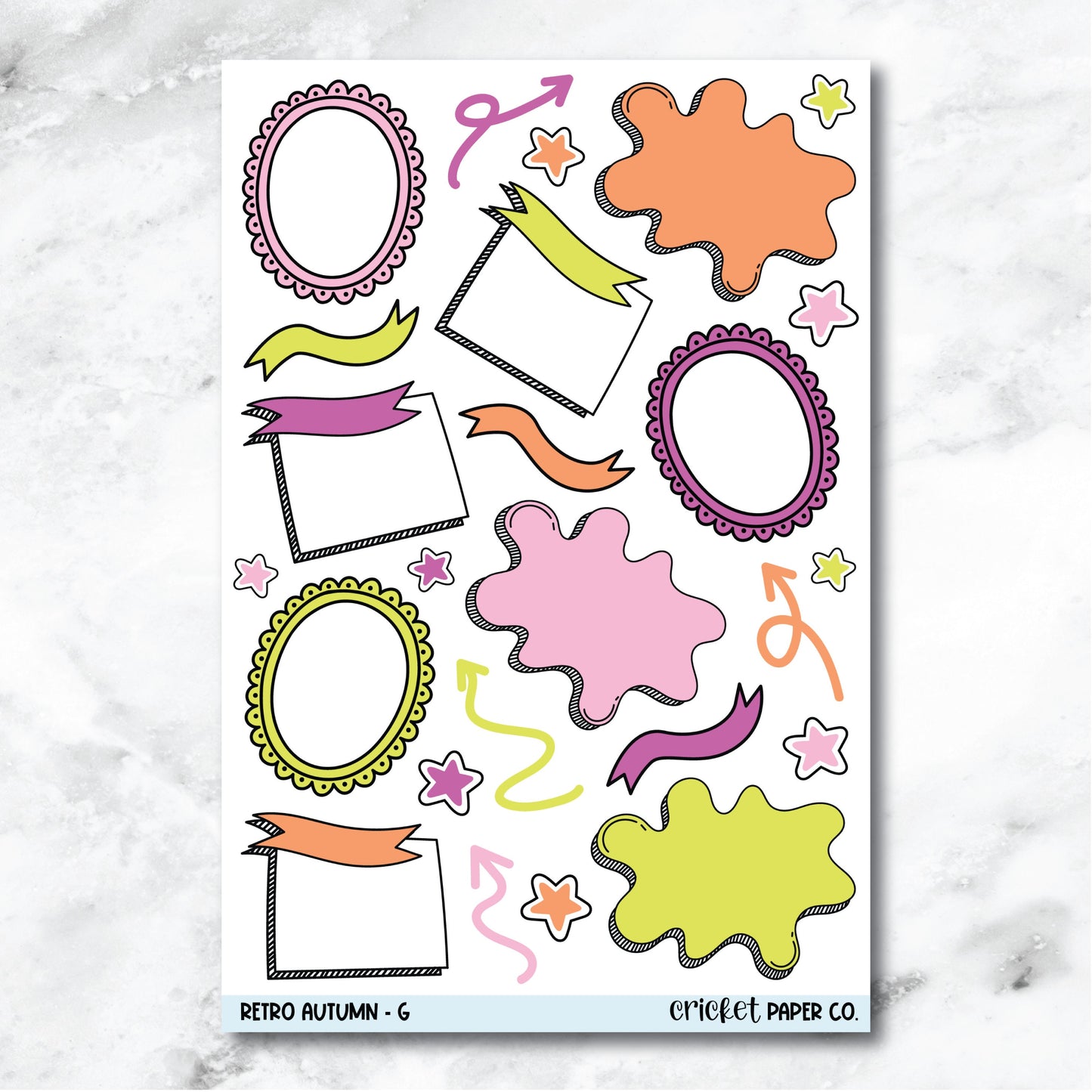 Retro Autumn Bullet Journal Style Journaling and Planner Stickers - G