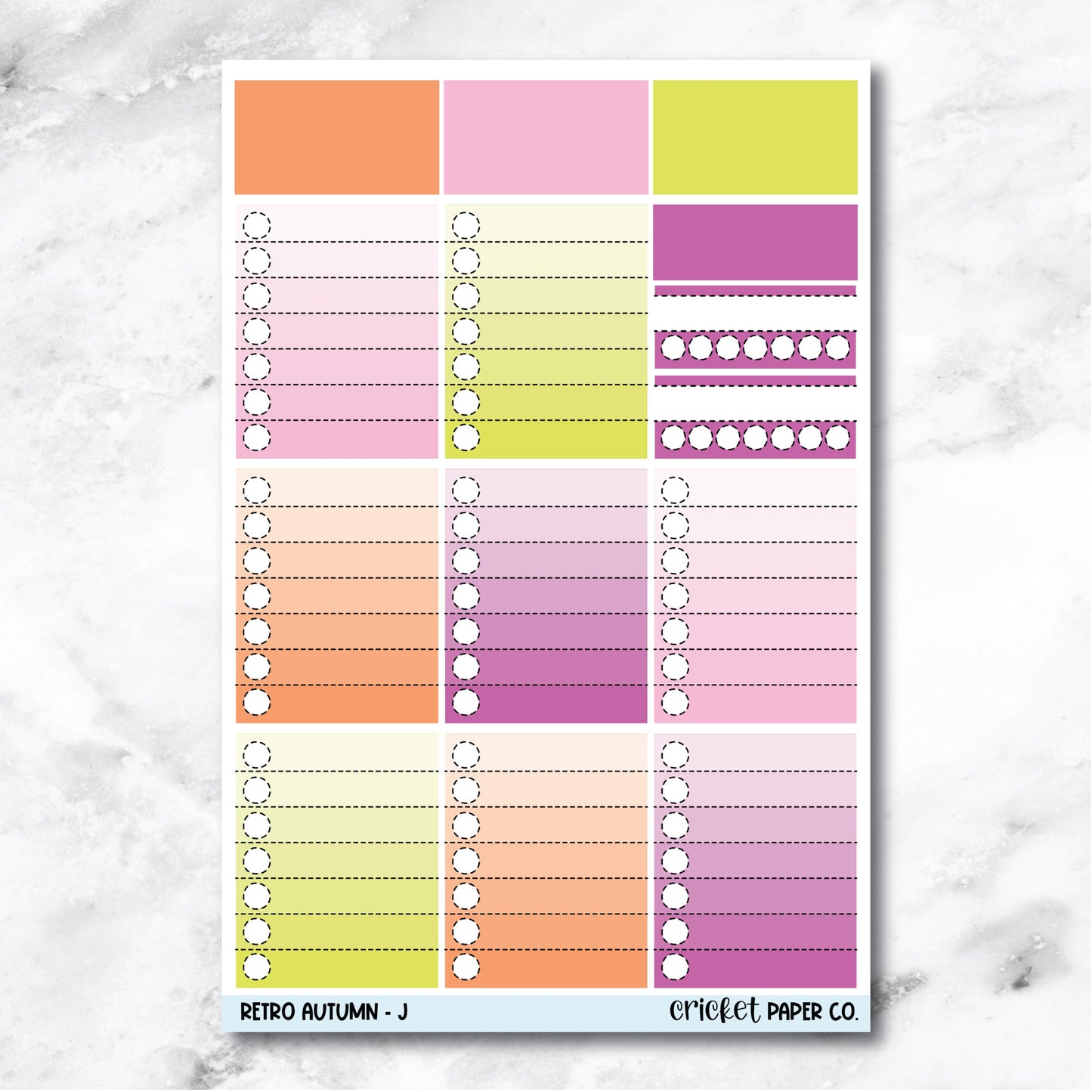 Retro Autumn Full Box Checklists Journaling and Planner Stickers - J