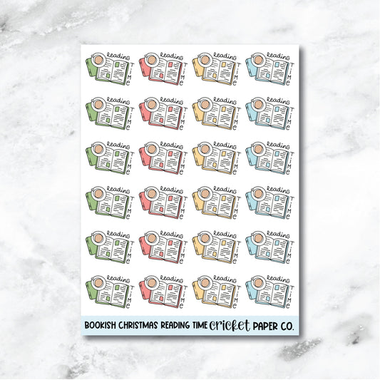 Bookish Christmas Planner Stickers - Reading Time