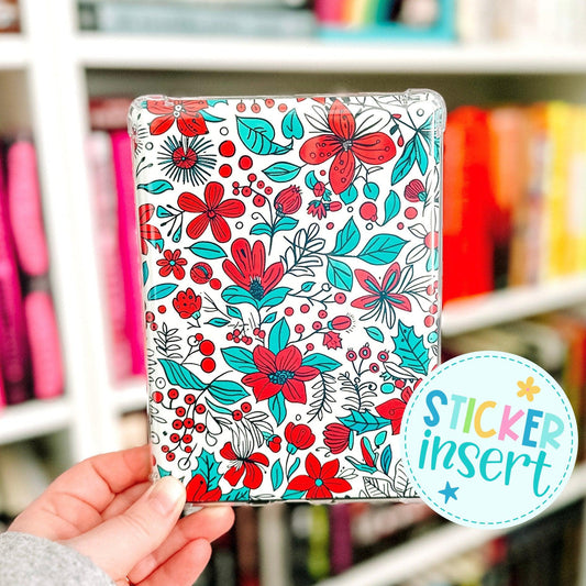 Vinyl Insert for Kindle Paperwhite Case - Doodle Christmas Floral