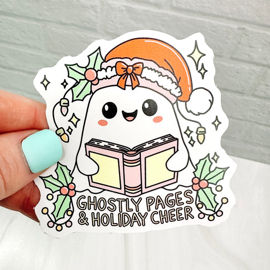 Ghostly Pages & Holiday Cheer - Bookish Vinyl Sticker