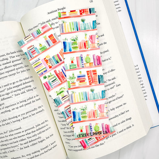 Premium Bookmark - Watercolor Bookshelves