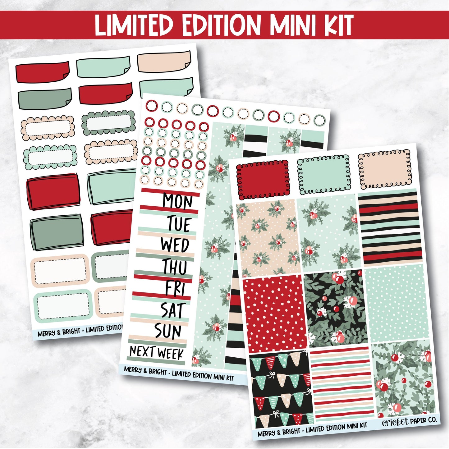 Planner Stickers Standard Mini Kit - Merry & Bright