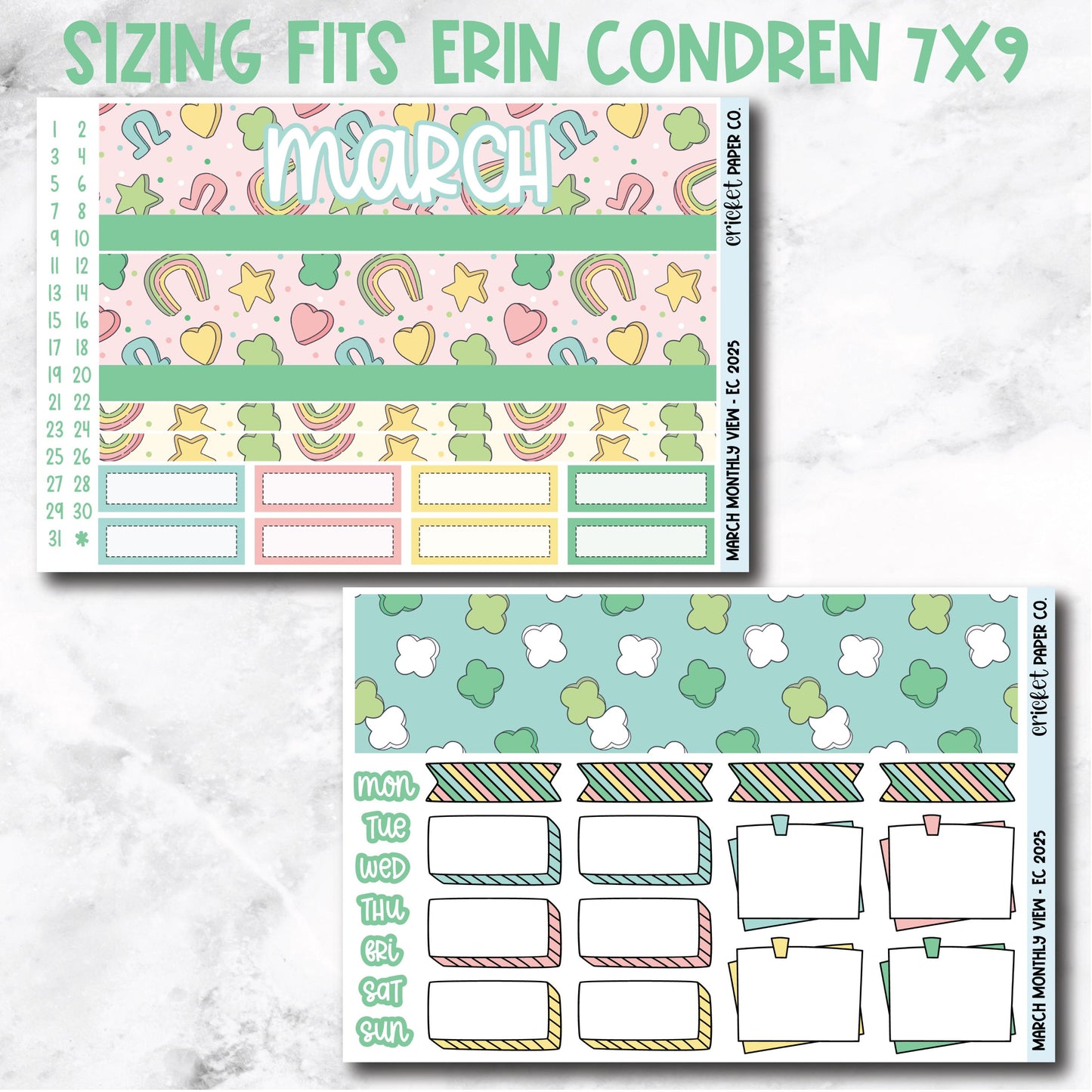 March Monthly View Planner Sticker Kit