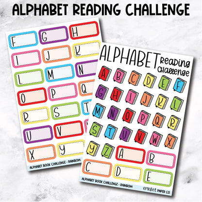 Alphabet Reading Challenge Book Journal Stickers - Rainbow