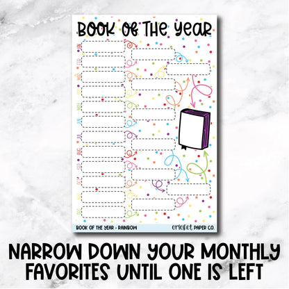 Book of the Year Book Bracket Book Journal Jumbo Sticker - Rainbow