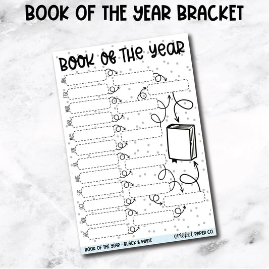 Book of the Year Book Bracket Book Journal Jumbo Sticker - Black & White