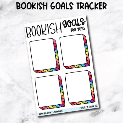 Bookish Goals Tracker for 2025 Book Journal Stickers - Rainbow