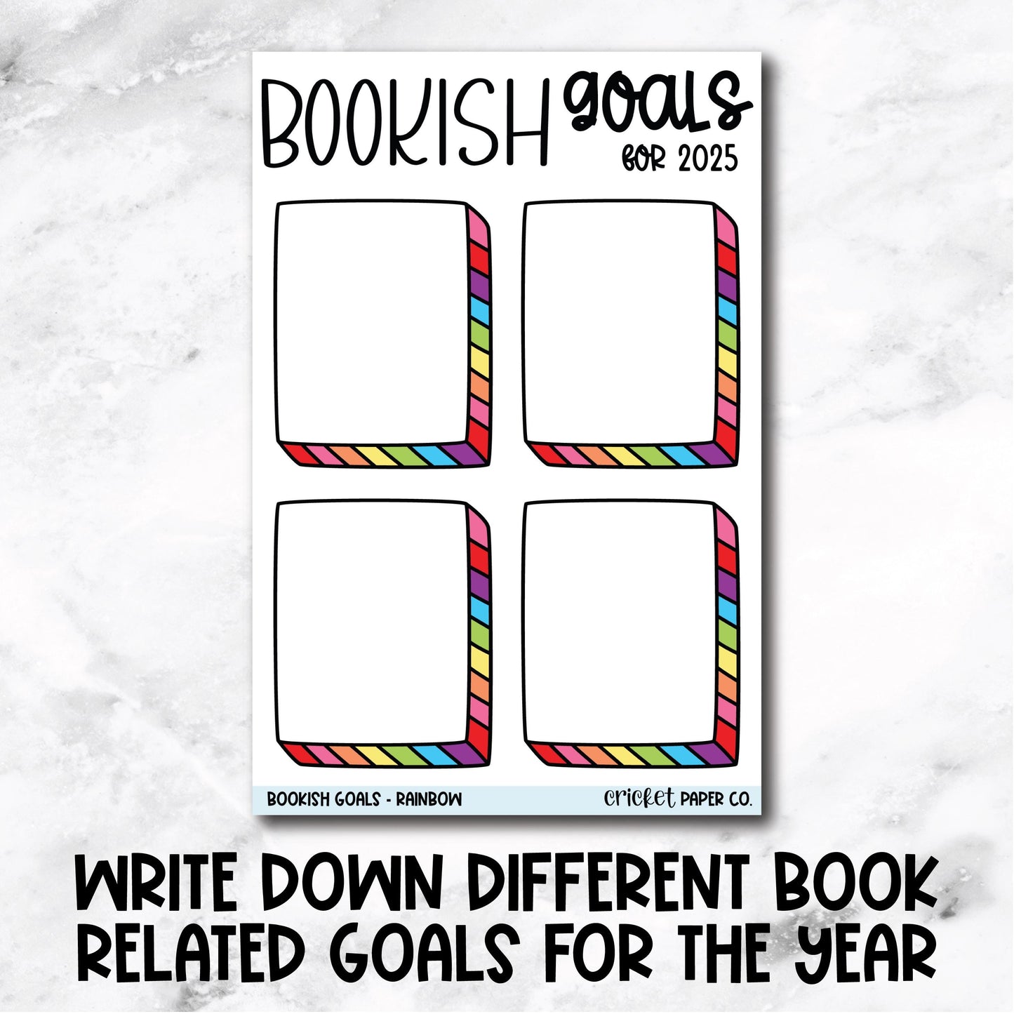 Bookish Goals Tracker for 2025 Book Journal Stickers - Rainbow