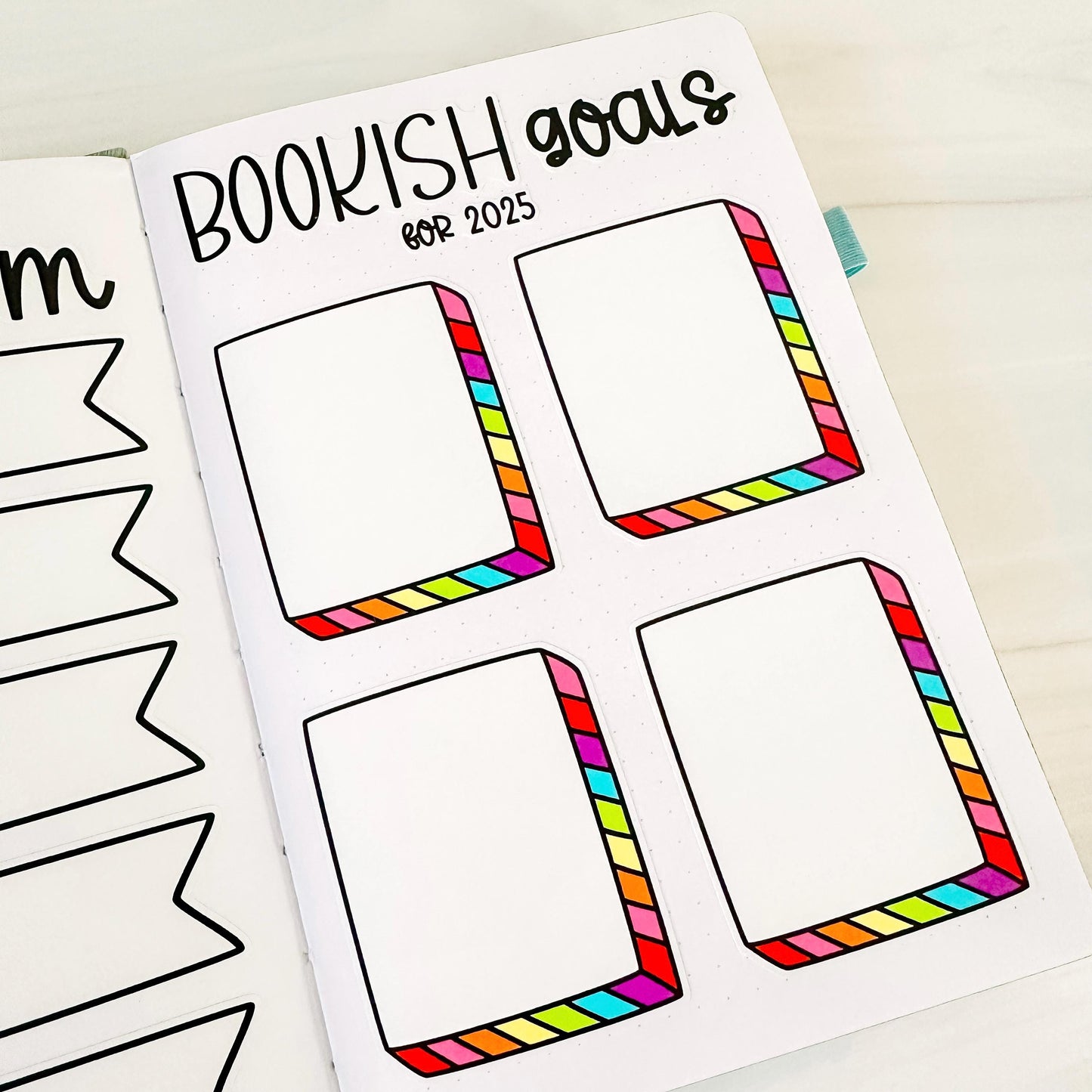 Bookish Goals Tracker for 2025 Book Journal Stickers - Rainbow