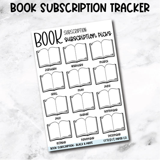 Book Subscription Tracker Book Journal Stickers - Black & White