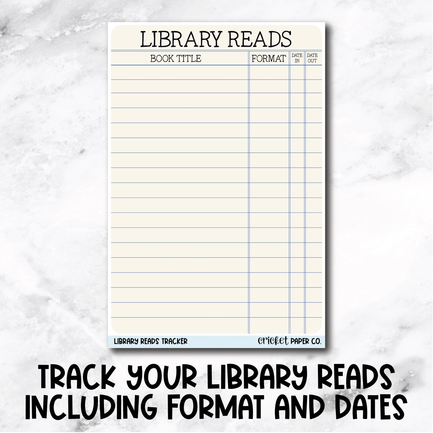 Library Reads Tracker Book Journal Jumbo Sticker