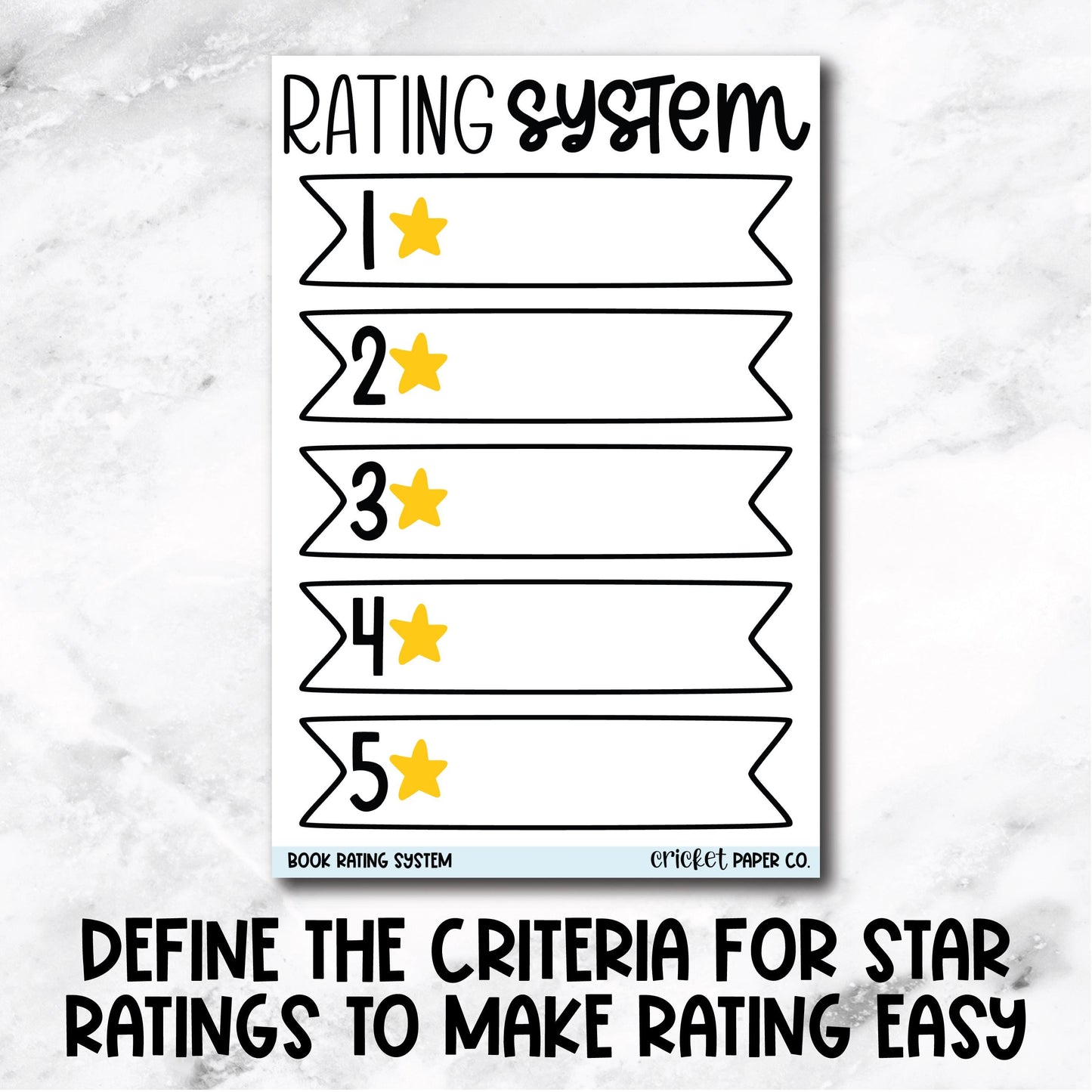 Book Rating System Tracker Book Journal Stickers