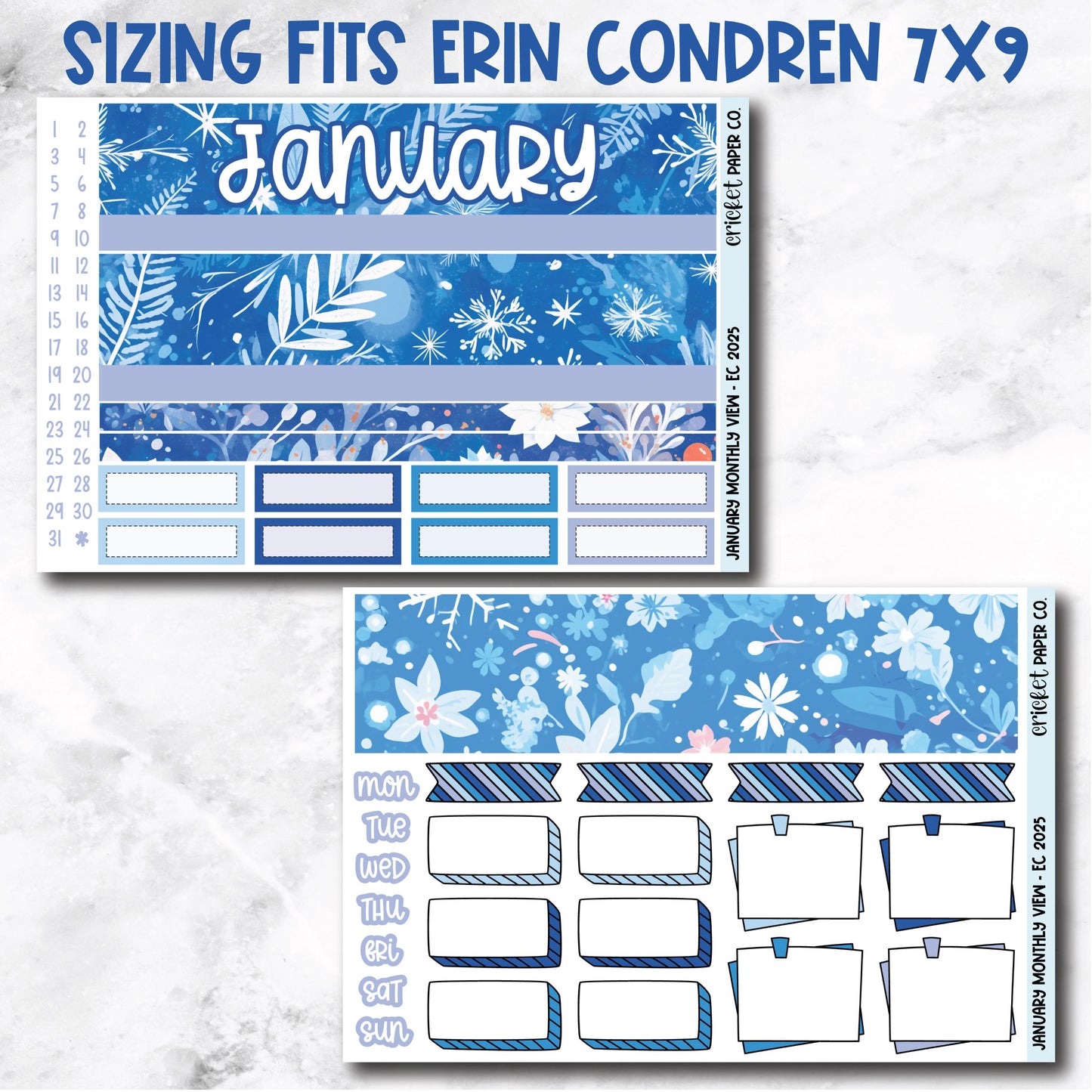 January Monthly View Planner Sticker Kit