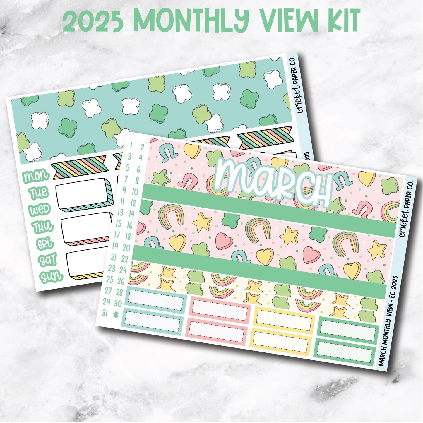 March Monthly View Planner Sticker Kit