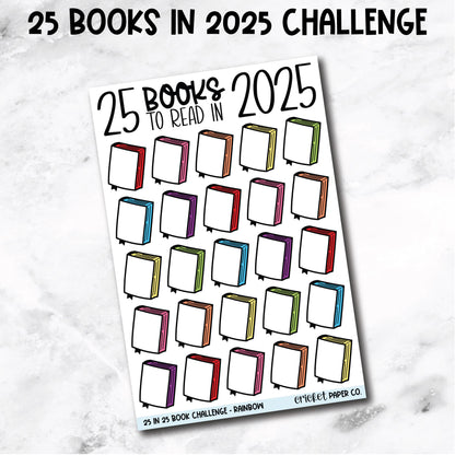 25 Books to Read in 2025 Book Journal Stickers - Rainbow