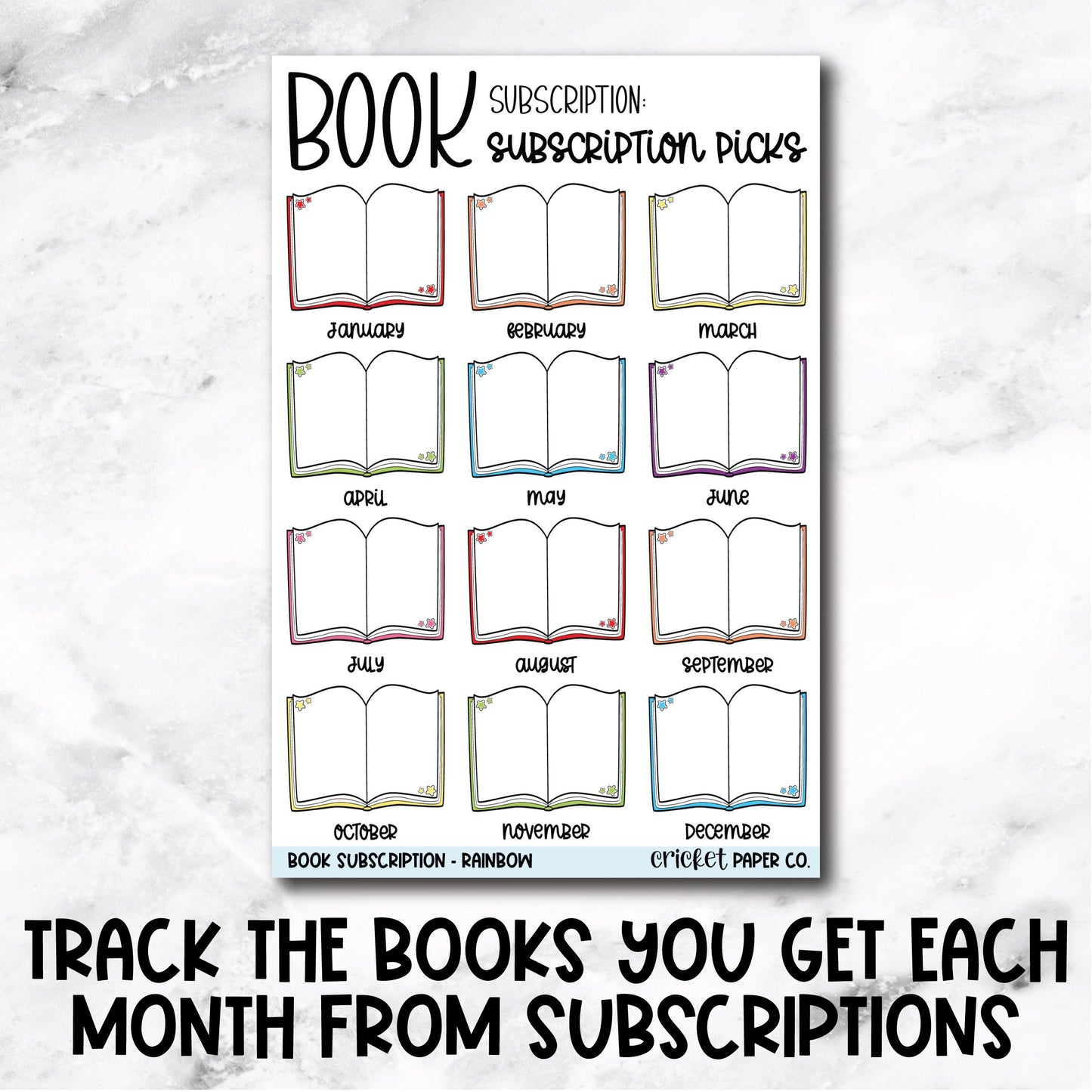 Book Subscription Tracker Book Journal Stickers - Rainbow