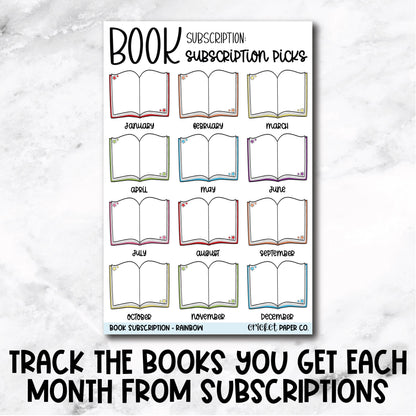 Book Subscription Tracker Book Journal Stickers - Rainbow