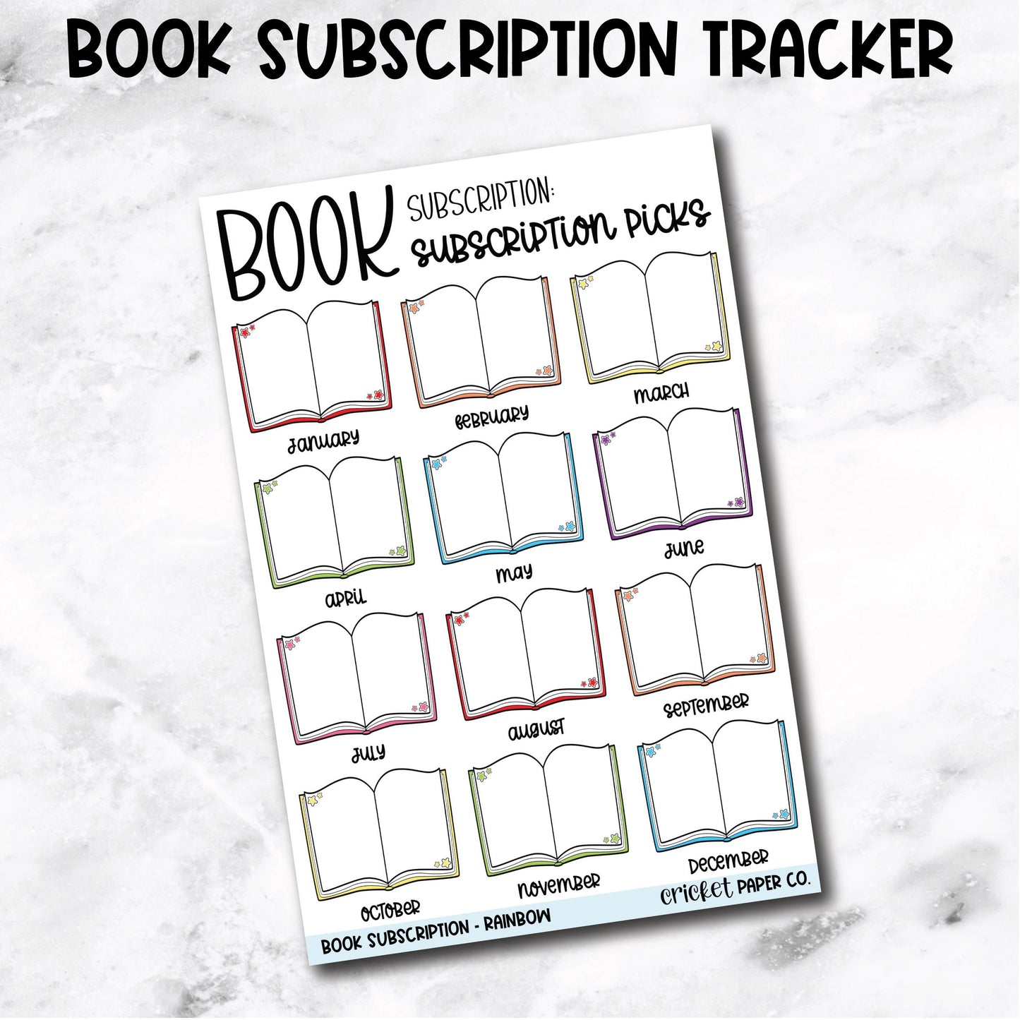 Book Subscription Tracker Book Journal Stickers - Rainbow