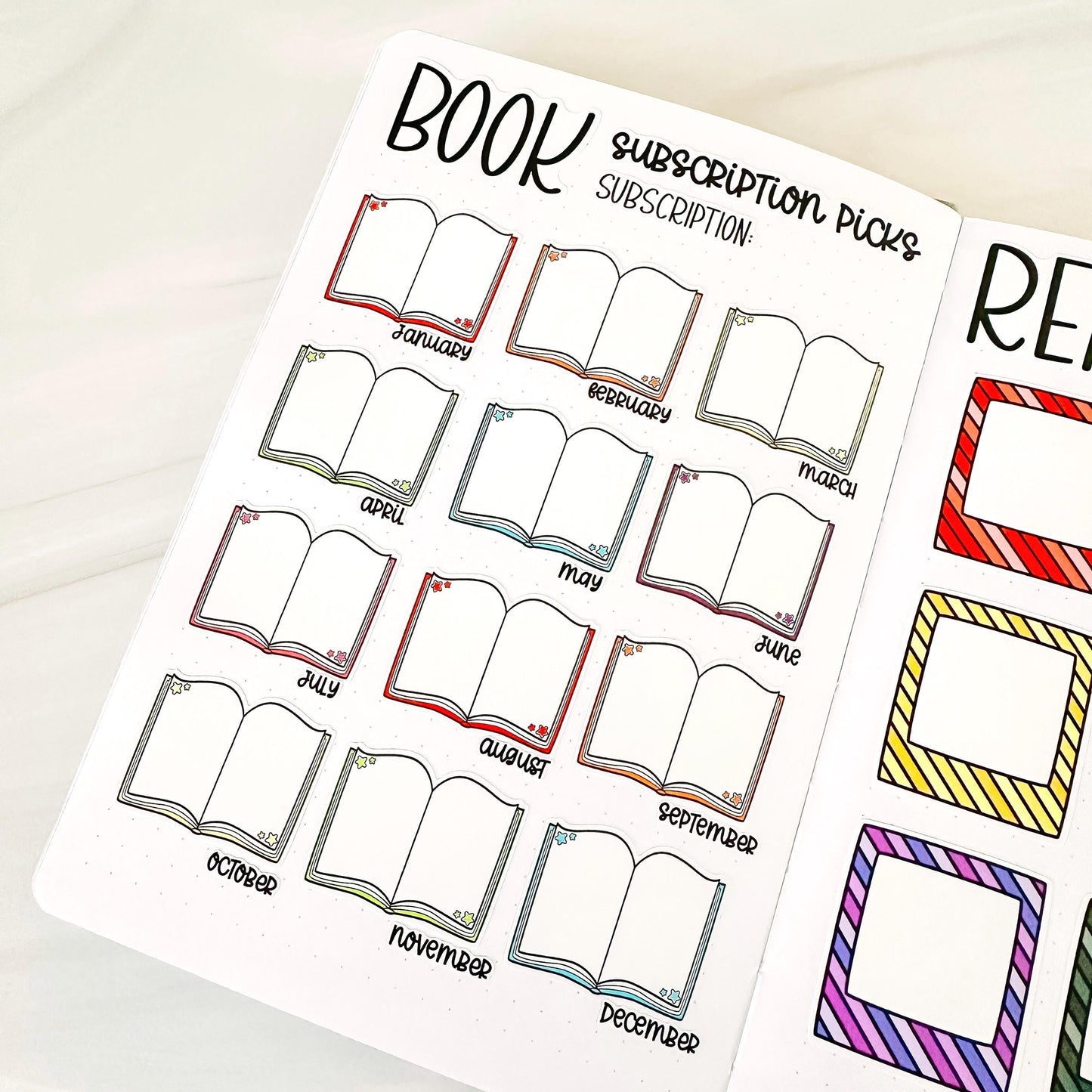 Book Subscription Tracker Book Journal Stickers - Rainbow