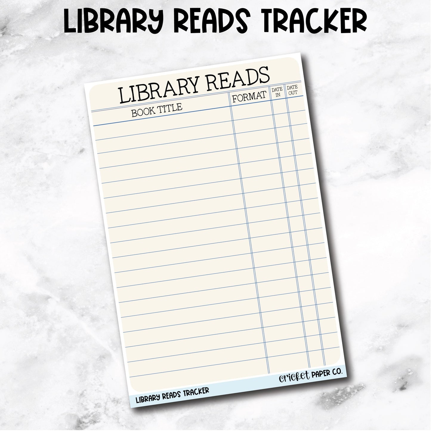 Library Reads Tracker Book Journal Jumbo Sticker