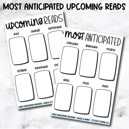 Most Anticipated Upcoming Reads Book Journal Stickers - Black & White