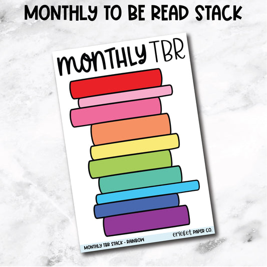 Monthly TBR Stack Book Journal Stickers - Rainbow