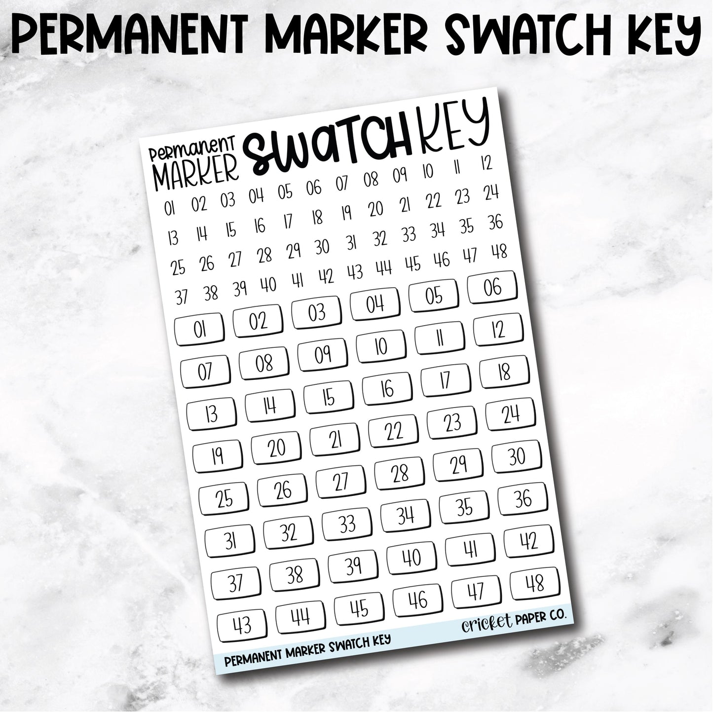 Permanent Marker Swatch Key Journal Stickers