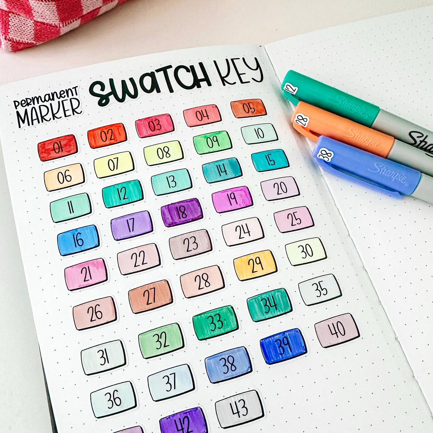 Permanent Marker Swatch Key Journal Stickers