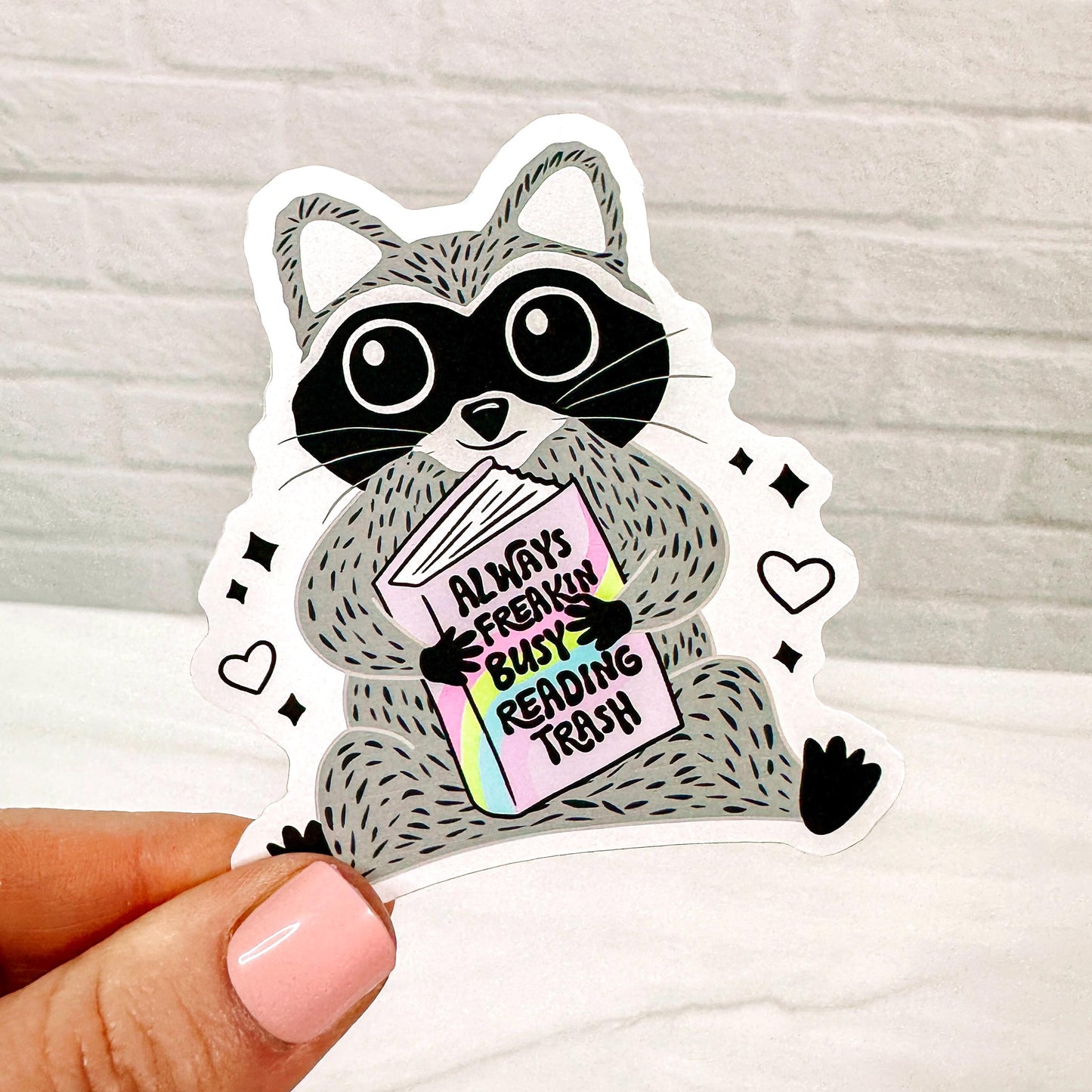 Reading Trash Raccoon - Bookish Vinyl Sticker DC30