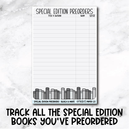 Special Edition Preorder Tracker Book Journal Jumbo Sticker - Black & White