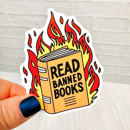 Read Banned Books Fire - Bookish Vinyl Sticker DC24